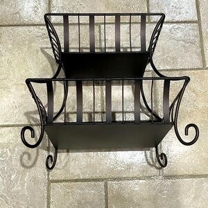 Elegant Bronze Metal Fruit Basket 2 Tier